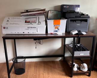 Desk, LG Monitor, printer & more