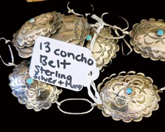 13 concho belt sterling silver
