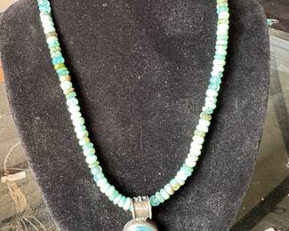 Peruvian Aquamarine Opals w/Silver Chain