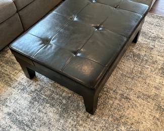 Black Leather Tufted Ottman