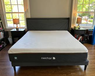 King Size Headboard and Platform Bed Frame (Includes Mattress)