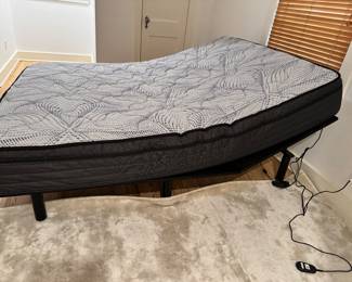 Queen Bed with adjustable frame. Spotless guest bedroom bed, never used. $200