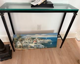 Iron and glass top table $85