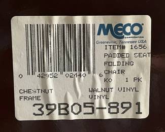 Meco is the brand name of the 8 padded folding metal chairs