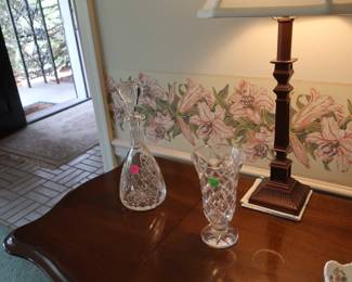 Waterford vase (sold) and other glass decanter