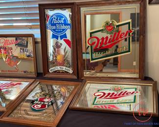 Vintage Mirrored Beer Advertisement Signs