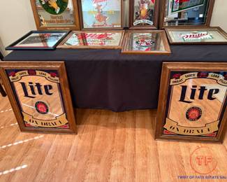 Vintage Mirrored Beer Advertisement Signs