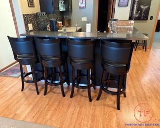Augusta Black Wood Swivel Barstools