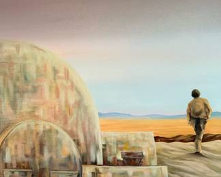 Original Oil on Canvas STAR WARS Binary Sunset Iconic Scene (6' x 3') by CLINT YAWS