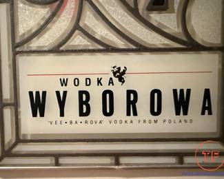 Vintage Wyborowa Polish Vodka Stained Glass Wall Clock Bar Advertisement