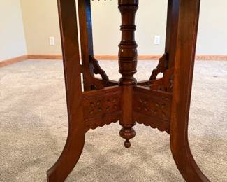 Antique Eastlake Side Table with Spoon Carving