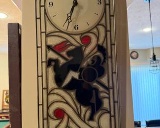 Vintage Wyborowa Polish Vodka Stained Glass Wall Clock Bar Advertisement