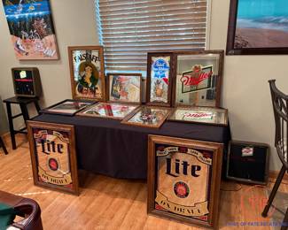 Vintage Mirrored Beer Advertisement Signs