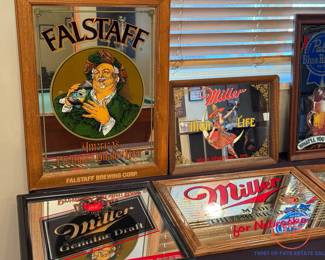 Vintage Mirrored Beer Advertisement Signs