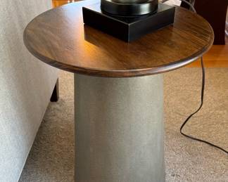 HOOKER Round Oak and Concrete Side Table