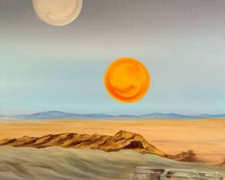 Original Oil on Canvas STAR WARS Binary Sunset Iconic Scene (6' x 3') by CLINT YAWS