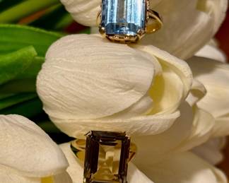 14kt Aqua Marine and 10kt Smokey Quartz