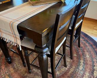 Distressed Wood High Top Table and Chair Set