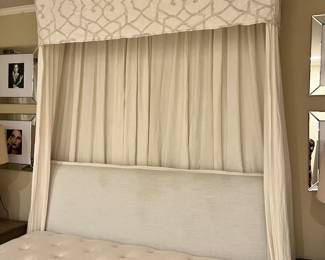 linen king canopy and headboard. 500.00