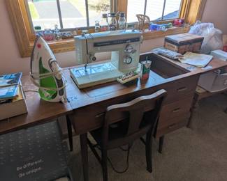 Sewing Machine and Table.