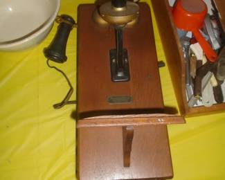 Montgomery Wards oak wall telephone