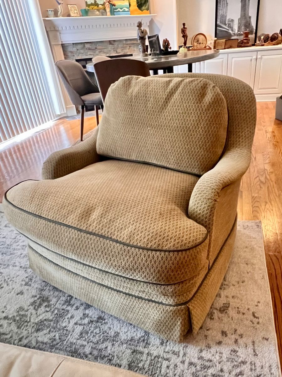 Brown Bros custom upholstered chair w/wheels