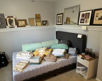 Pottery Barn Comforter, Sheets, Artwork 