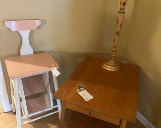 Vintage Child’s Chair and Mid-Century End Table 