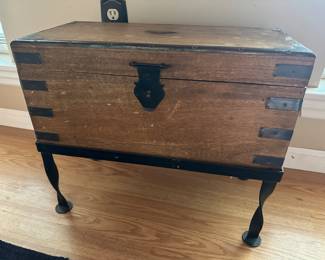 Small Wood Trunk on Metal Stand