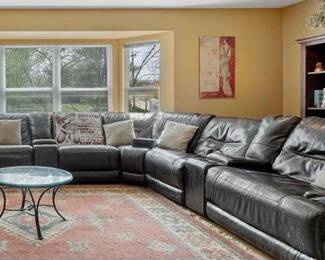 Leather Sectional as is 
World Market 94 x 120 Area Rug