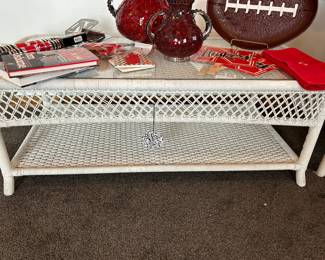 Wicker Glass Top Coffee Table