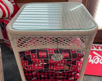 Wicker Glass Top Side Table