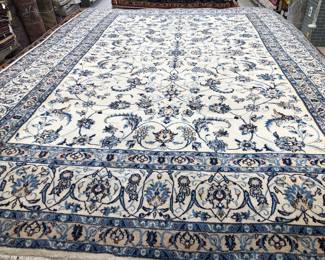 Vintage fine Persian Nain wool and silk pile size is 11.6 ft by 8 ft
Only $1900