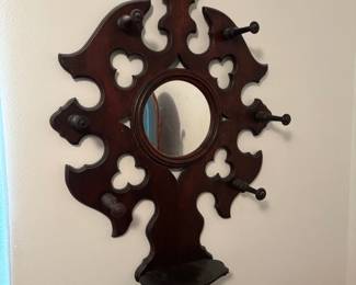 Antique Hall Tree with Mirror