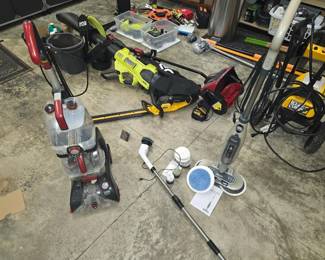 Carpet shampooer, garage items