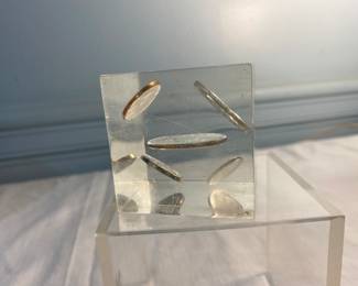 Vintage Lucite coin display letter opener.