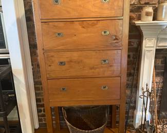 Teak wood tall chest.