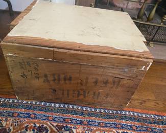 Vintage train set in wood crate.