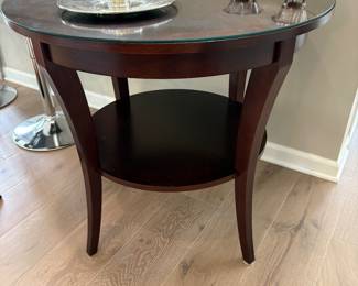 Tiered side table w glass top