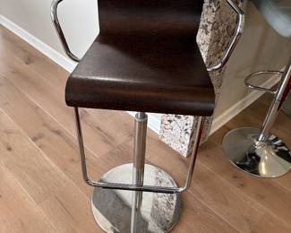 Chrome base barstool (wood seat) - swivel and adjustable