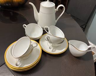 Sonnet Fine China of Japan - tea cups, saucer, cream dish and teapot