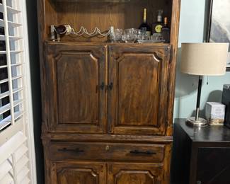 Lighted Bar Cabinet with Storage Drawer