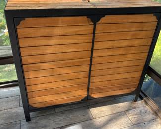 Teak Martha Stewart Outdoor Bar Cabinet with Built in Drink Coolers on Top