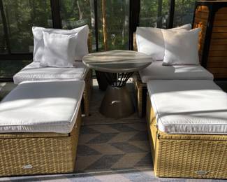 Safavieh Patio Modular Patio furniture with storage ottomans and removable, washable covers; Concrete side, heavy duty side table