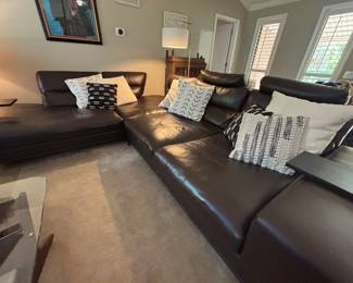Genuine Leather Contemporary Sectional