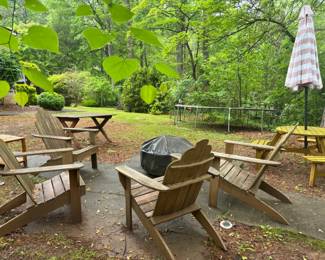 Adirondack Chairs and Picnic Table with Umbrella