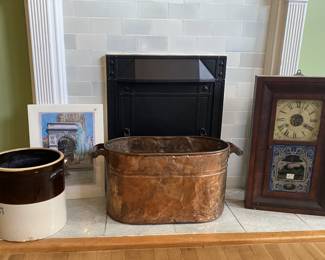 copper tub and crockery