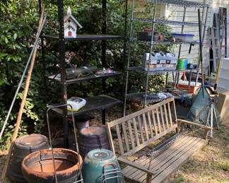 porch swing and garden items