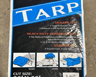 There are a number of various tarps. The biggest one is  30‘ x 50‘ and I don’t think it’s ever used.