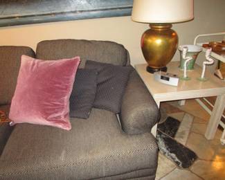 Luxury down pillows, Henredon side table